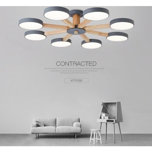 Macaron living room ceiling lamp simple modern atmosphere bedroom lamp Nordic creative led log style restaurant lamp