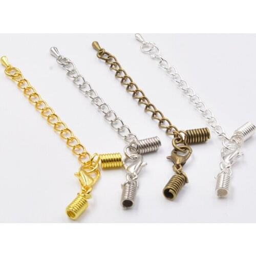 20pcs 50/70mm Spring Clasps Clips Cord Lobster Clasps Connector with Droplets Extended Extension Tail Chain for Jewelry Making