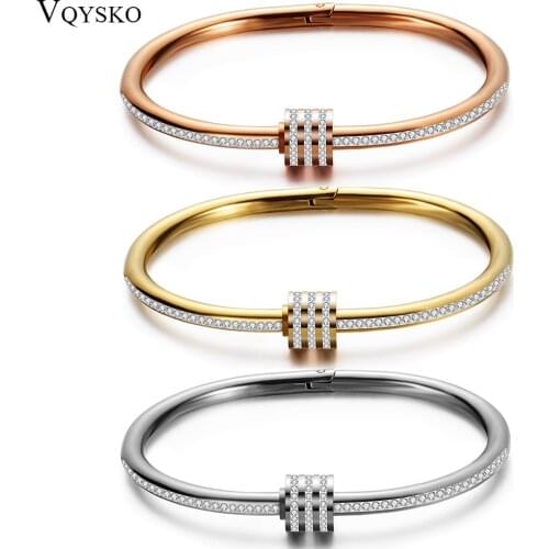 Luxury Crystal Beaded Bracelet Bangles For Women Fashion Jewelry Stainless Steel Charm Accessories Bangle With Factory Price