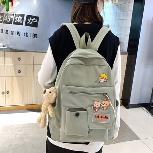 Cute High School backpack Bags for Teenage Girl 2021 Canvas Badge Travel Bagpack Women Bookbags Teen Fashion Student Schoolbag