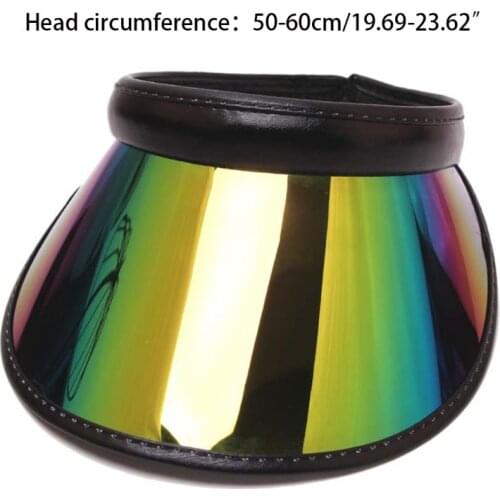 Women Men Hologram Rainbow Wide Brim Sun Visors Hat Topless Sunglasses UV Protection Plastic Panel Sportswear Clip-On Summer Cap