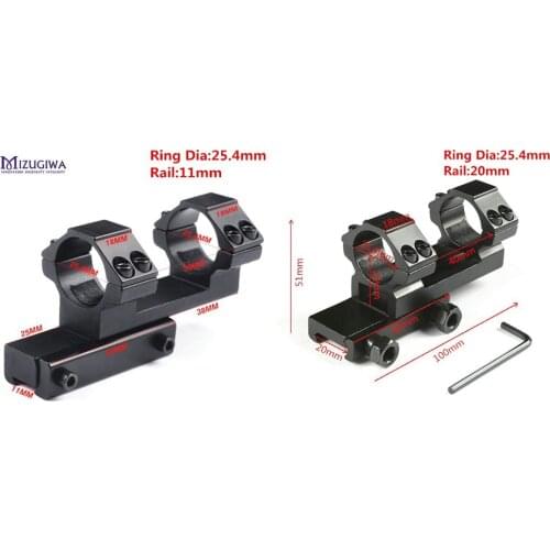Tactical Extended Mount Bi-direction Integral Offset Mount 25.4mm 1" Ring Dovetail 11mm / 20mm Picatinny Rail Weaver Flat Top