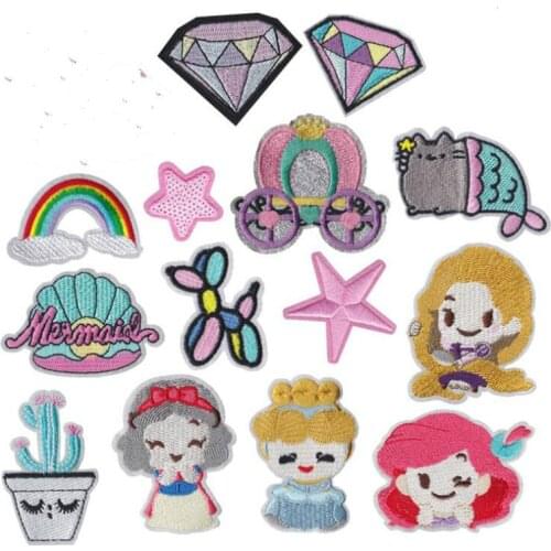 Cartoon Princess Head Portrait Badge Iron On Stickers Patches for Clothes Sewing Applique Hat DIY Cat Badge Stickers Cute Patch