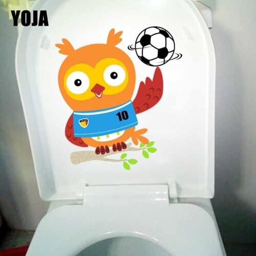 YOJA 21.8X23.8CM Funny Wall Sticker Owls Rotating Football Kids Rooms Decoration Toilet Decal T5-0591