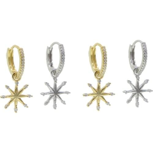 High quality 925 sterling silver star charm hoop earring 5A sparking bling cz delicate minimal silver jewelry