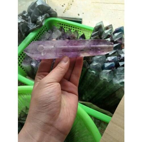 High quality Natural Amethyst Flourite Quartz Crystal Wand Point Healing crystal smoking pipe