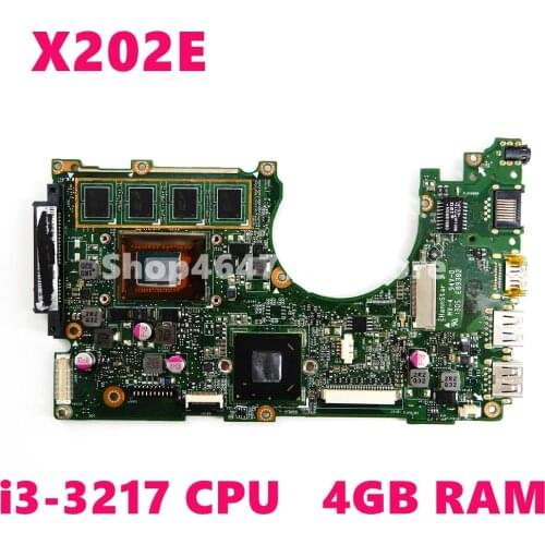 X202E I3-3217 CPU 4GB RAM Motherboard REV 2.0 For ASUS X202 X202E S200E X201E S200 Laptop Notebook motherboard Test 100% OK