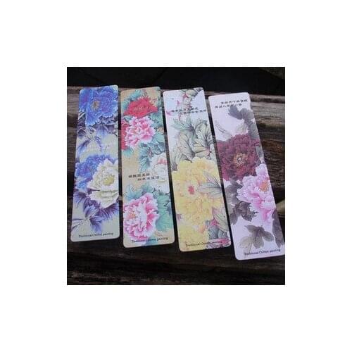1pcs[Creative Bookmark Wholesale] National Flower Peony Paper Bookmark 4/Set