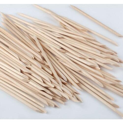 100pcs Nail Art Design Orange Wood Stick Sticks Cuticle Pusher Dirt Remover Manicure Pedicure Care