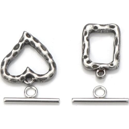4 Sets/lot Distressed Stainless Steel OT Clasps Toggle Clasps Connectors For Bracelet Necklace Crafts Making Jewelry Making