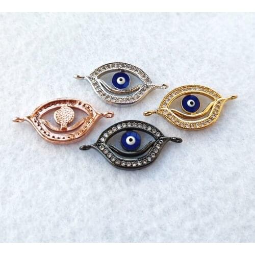 5 Pcs Jewelry Handmade Micro Pave CZ Cubic Zirconia Eye shape Connector Accessoires for DIY Bracelet Charm Jewelry CT486