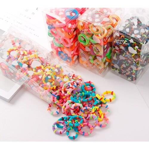 100/50PCS 3.0CM Colorful Elastic Hair Bands Cute Small Ring Ponytail Holder Rubber Bands Scrunchies Children Hair Accessories