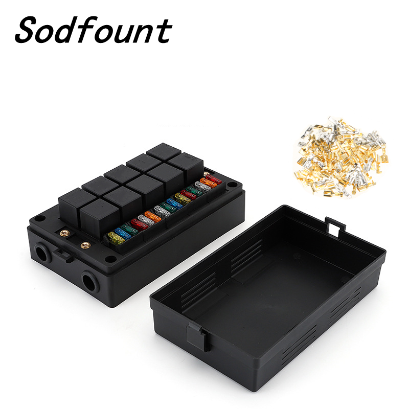1set Central electrical box Multi-channel Automotive relay box Fuse box Multi-channel car fuse holder With fuse, relay