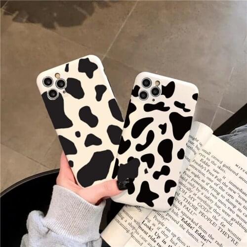 White Black Cow Symbol Pattern Print Phone Case For iPhone 11 Pro XS MAX XR X 7 8 6Plus SE 2020 Candy Soft Silicone Phone Cover