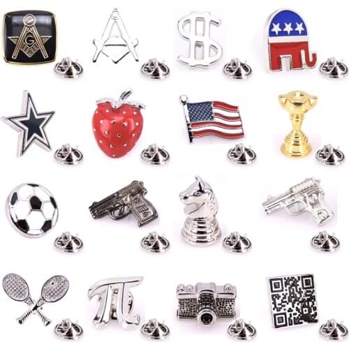 High quality clothing hat Case Bag pin Strawberry / national flag / camera Brooch Couple Wedding Suit Lapel BROOCH BADGE PIN