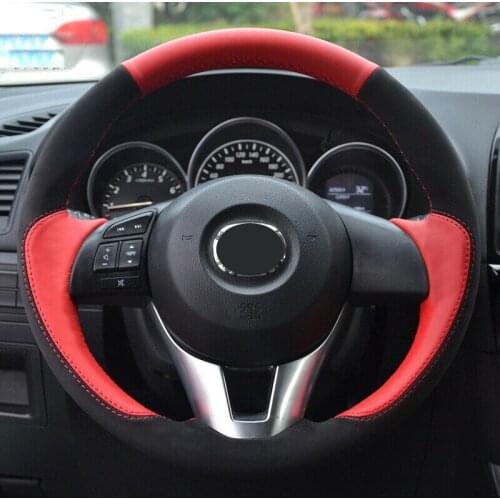 Good Quality Leather Car Steering Wheel Cover Non-Slip Breathable Thin And High Fit Hand-Stitched For Mazda 3 CX-5 CX-9