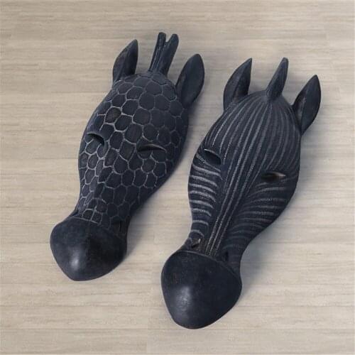 Art Animal Deer Head Wall Decoration Creative Zebra Pendant Resin Craft Hanging Ornaments Living Room Entrance Housewarming Gift