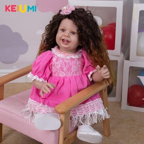 27 Inch 68 cm Smile Face Happy Reborn Baby Toddler Dolls Cloth Body Pink Cute Newborn Bebe Toys Doll For Kids Birthday Gifts