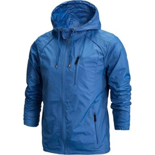 Sports Jacket Mens Casual Spring Autumn Windbreaker Running Jackets 4XL Men Outdoor Hooded Sunscreen Breathable Sport Clothes