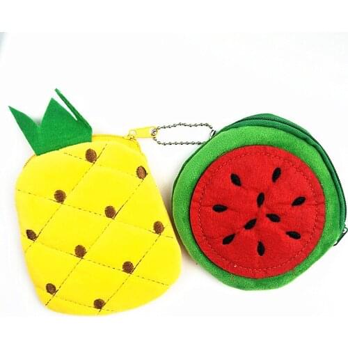 M306 Lovely Women Purses Plush Watermelon Pineapple Cartoon Coin Purse Wallet Bag Girl Student Gift Wholesale