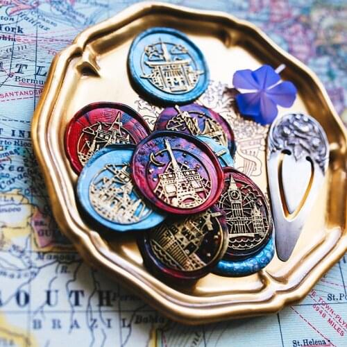 Fashionable Paris Tower Sealing Wax Stamp Creative World Building Lacquered Seal 2021 Christmas Card Wax Seal DIY Gift