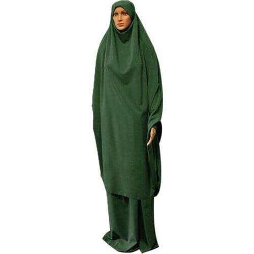 Muslim prayer garment Hijab Abaya 2 pieces Dress Islamic Jilbab Modest Burqas Khimar Arab Women Robe Full Cover Maxi Kaftan