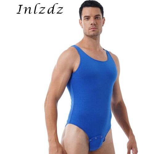 Mens Lingerie Bodysuit Shirts Deep U Neck Press Button at Crotch Vest Fitness Shirt Romper for Adult Babies Jumpsuit Bodysuit
