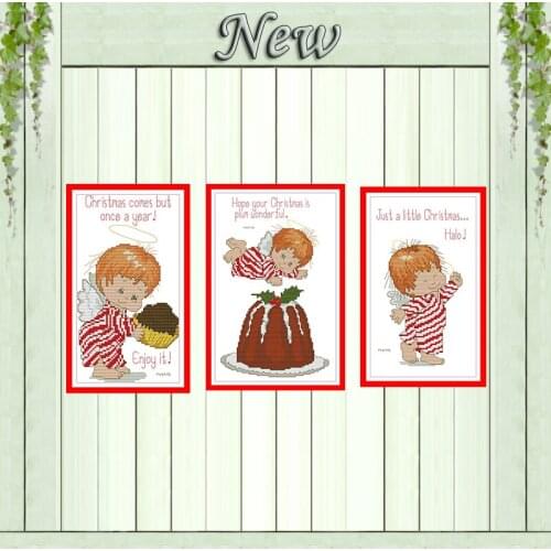 Little angels boy cake girl baby painting counted printed on the canvas DMC 11CT 14CT kit Cross Stitch Embroidery needlework Set