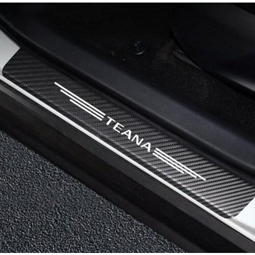 4pc Auto Stickers Door Threshold Vinyl Protector For NISSAN TEANA Car Door Sill Scuff Plate Guard Carbon Fiber Decor Accessories