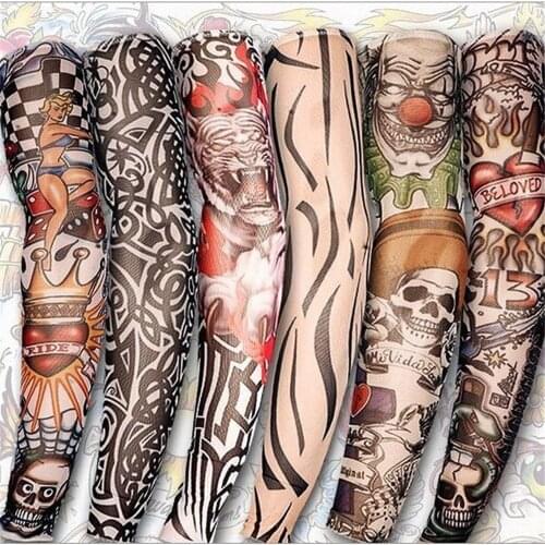 New Fashion Sunscreen Gloves Men Unisex Temporary Fake Slip On Tattoo Arm Sleeves Kit Summer Wear Gloves