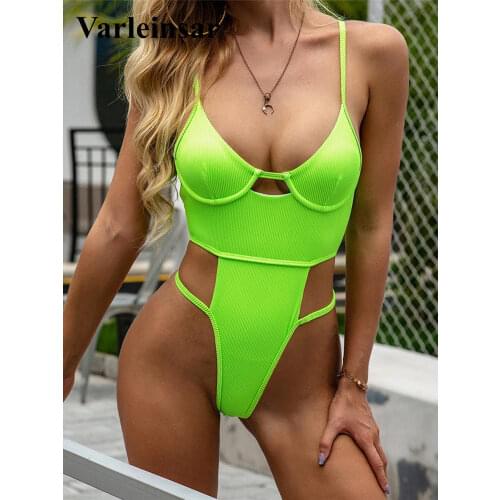New Sexy High Cut Monokini Women Swimwear One Piece Swimsuit Female Underwire Bra Cup Bathe Bathing Suit Swim Wear Lady V2627