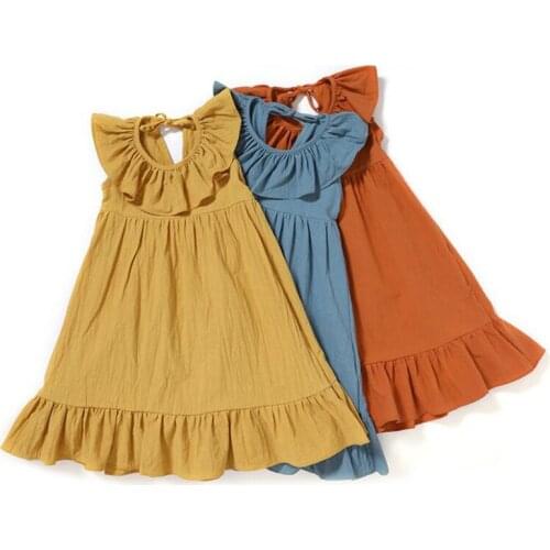 Casual Kids Dresses For Girls Pure Color Princess Dresses New Summer Loose Kids Girl Dress Sleeveless Dress