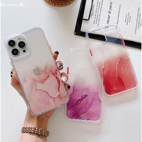 Transparent Glitter Gradient Marble Phone Case For iPhone 12 13 Mini 11 Pro Max XR XS Soft Bumper On 7 8 Plus SE2020 Shock Cover