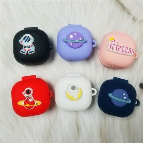 Cartoon Astronaut Silicone Cover For Samsung Galaxy Buds Live 2020 Charging Sleeve Wireless Headphone Earphone Bag With Hook