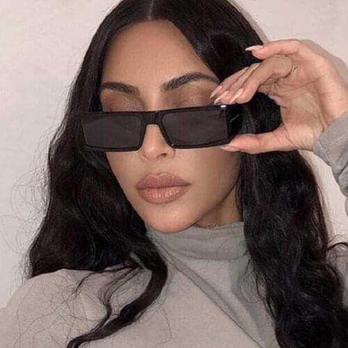 Fashion Rectangle Sunglasses Women Brand Designer Vintage Rectangular Frame Glasses Men Black Silver Shades Clear Lens
