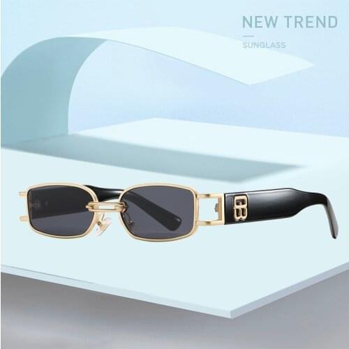 Metal Square Sunglasses Women Brand Designer Luxury Sun Glasses Female Big Frame Ocean Lens Mirror Vintage Oculos De Sol