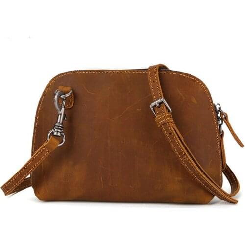 Womens Messenger Bags 2021 Cowhide Crossbody Casual Fashion Bags Genuine Single Ladies Shoulder Bag Solid Bag Women Retro Style