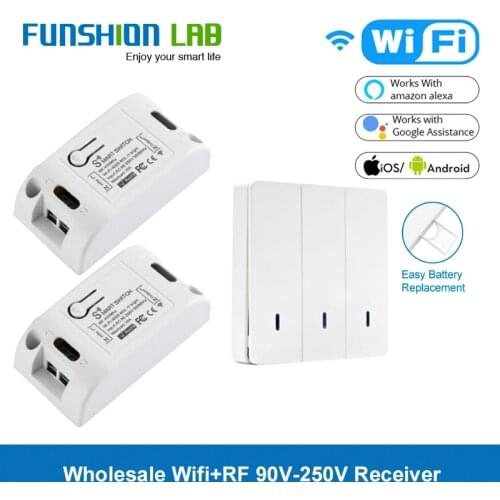Tuya smart Life App Switch Light Wifi and RF Wireless Remote Control Switch 1 2 3 gang Wall Panel button Receiver