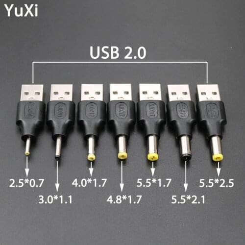 YuXi USB 2.0 Type A Male To 5.5 x 2.1 2.5*0.7 3.0*1.1 4.0 4.8*1.7 5.5*1.7 5.5*2.5 mm Plug 5V DC Power Supply Adapter Connector