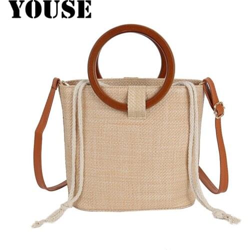 YOUSE Brand 2021 New Art Lady Straw Bag Beach Straw Bag Round Ring Bill of Lading Shoulder Bag Versatile Woven Bag Hand Bags