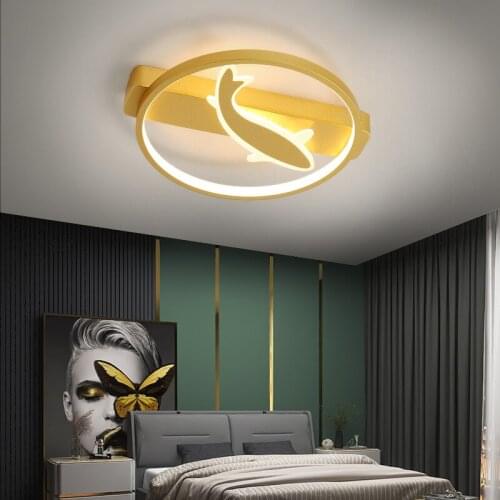 Gold Or White Creative LED Ceiling Light Children Room Surface Mount Modern Panel Lamp Bedroom Kitchen Fish Decoration Fixtures