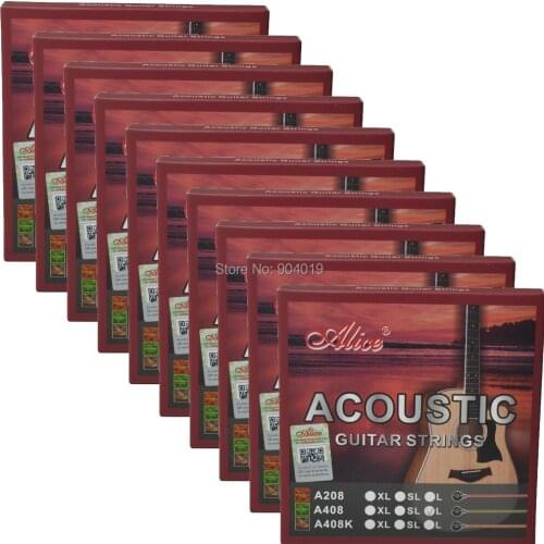 10Sets Alice Acoustic Guitar Strings Coated Copper Alloy 6 Strings Set A408L 012 A408SL 011