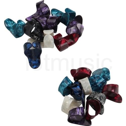 10 Pcs Guitar Tumb Finger Picks and 10 Finger Picks Plectrum Set Celluloid Mix Color