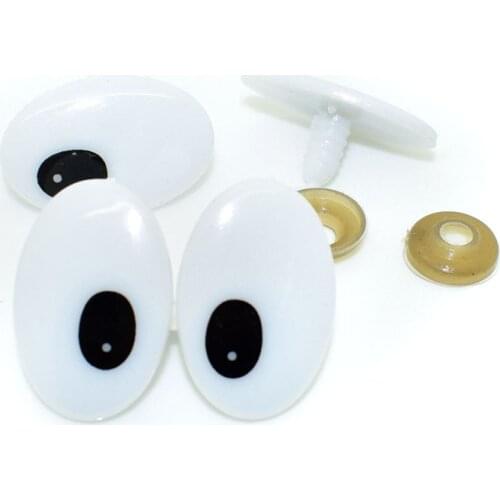 100pcs 30X20mm New White/Black Cartoon Oval Safety Eyes Plastic Doll eyes Accessories For Bear Doll Animal Puppet Making