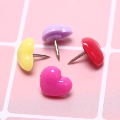 12pcs Plastic Quality Heart Shape Cork Board Safety Colored Push Pins Thumbtack Office School Accessories Supplies