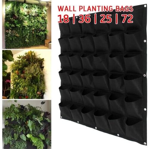 18/25/36/72 Grow Bag Planting Bags Pockets Herb Garden Plants Green Wall Hanging Verticale Garden Seedling Planter Pouch