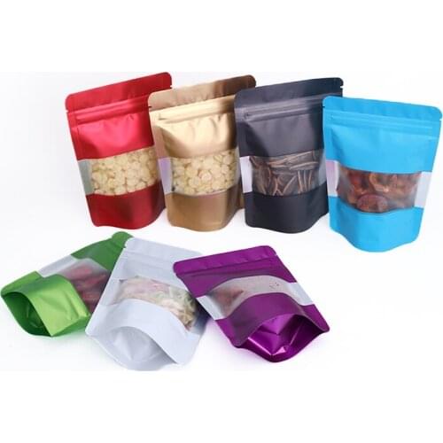 100Pcs/lot Stand Up Zip Lock Mylar Packaging Bag Food Candy Snack Smell Proof Storage Doypack Aluminum Foil Bags Package
