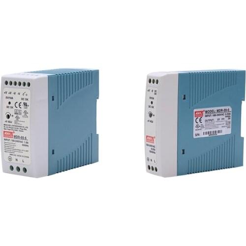 2x MDR-20 5V 20W/MDR-60 5V 60W Din Rail Power Supply Ac-Dc Driver Voltage Regulator Power Suply 110V 220V