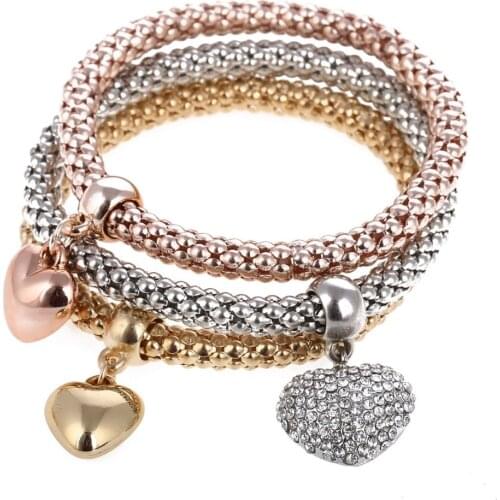 3Pcs Tree of Life Bracelet Popcorn Owl Heart Musical Note Charm Bracelets For Women Pulseria Feminina Boy & Girl Jewelry Popular