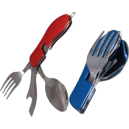 3 In1 Stainless Steel Folding Spoon Fork Army Knife Portable Multifunction Tableware Outdoors Cutlery Camping Hiking Tool S